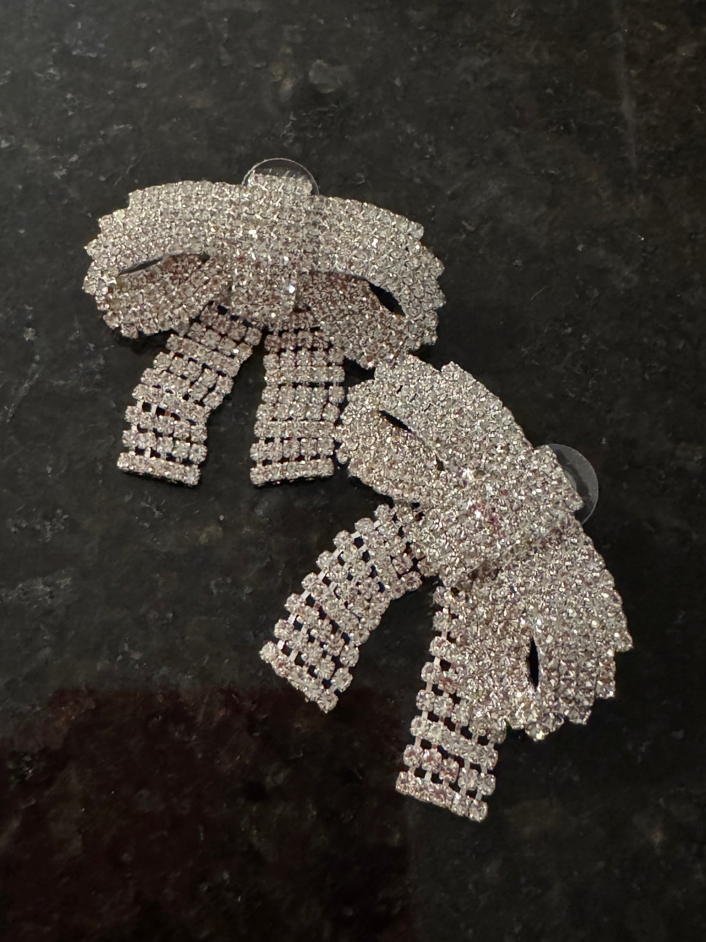 Rhinestone Bow Statement Earrings