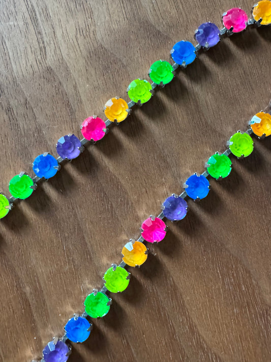 Neon BIG Rainbow Tennis Necklace