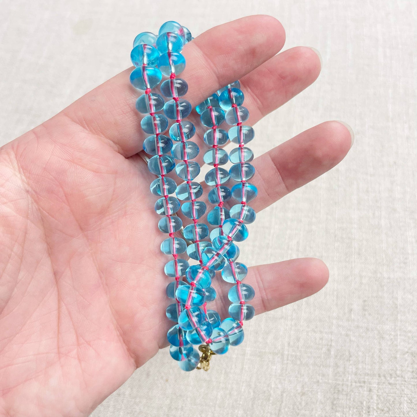 Blue Glass Hand-knotted Beaded Necklace