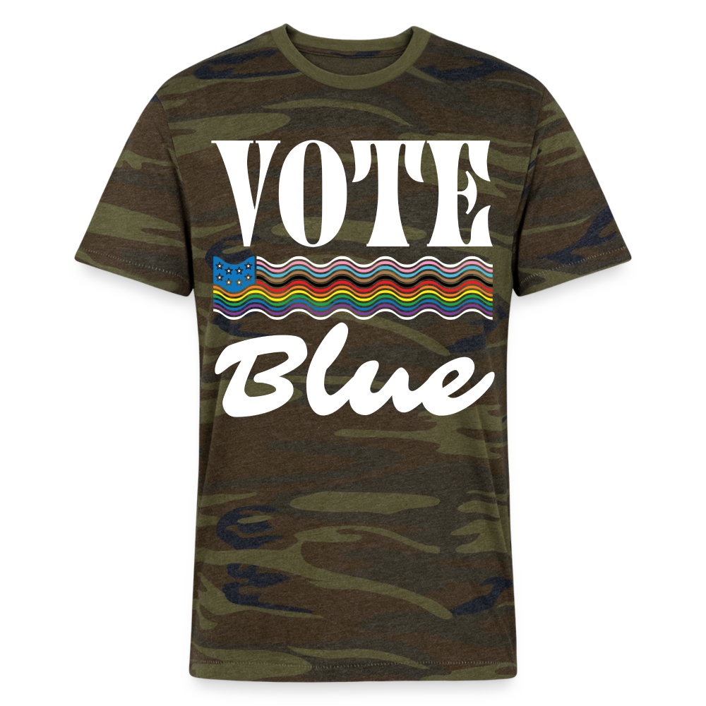 Vote Blue US Pride Flag Camo Tee - green camo