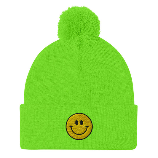 Smiley Pom-Pom Beanie