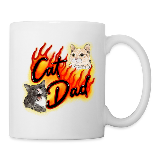 Cat Dad Fire Mug - white