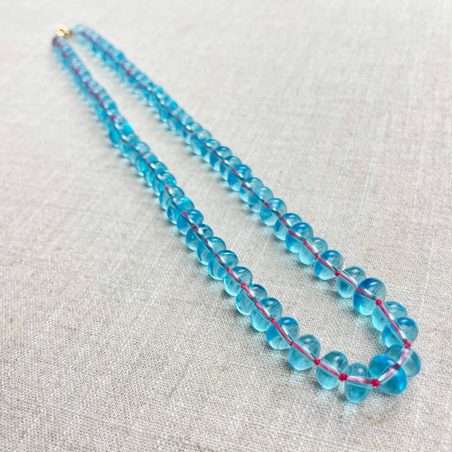 Blue Glass Hand-knotted Beaded Necklace