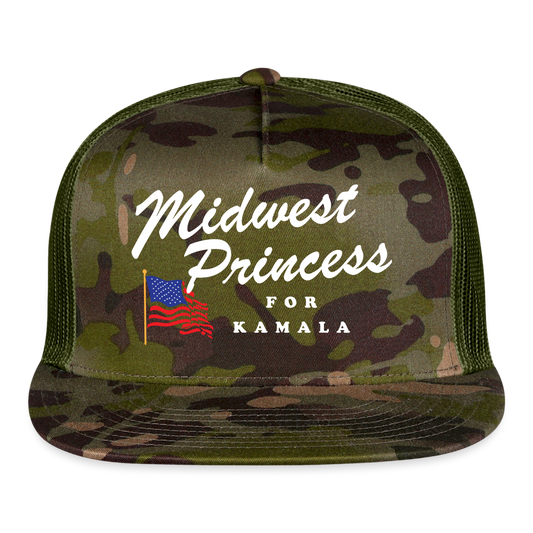 Retro Midwest Princess Camo Trucker Hat (Printed) - MultiCam\green