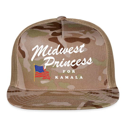 Retro Midwest Princess Camo Trucker Hat (Printed) - MultiCam\tan