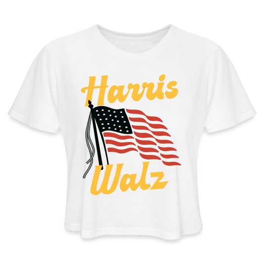 Harris Walz Crop Tee - white