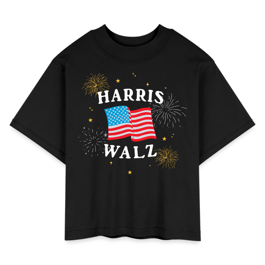 Harris Walz Fireworks Boxy Tee - black