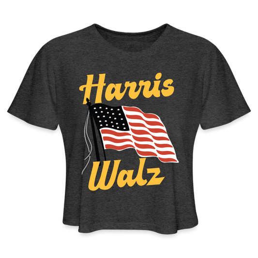 Harris Walz Crop Tee - deep heather