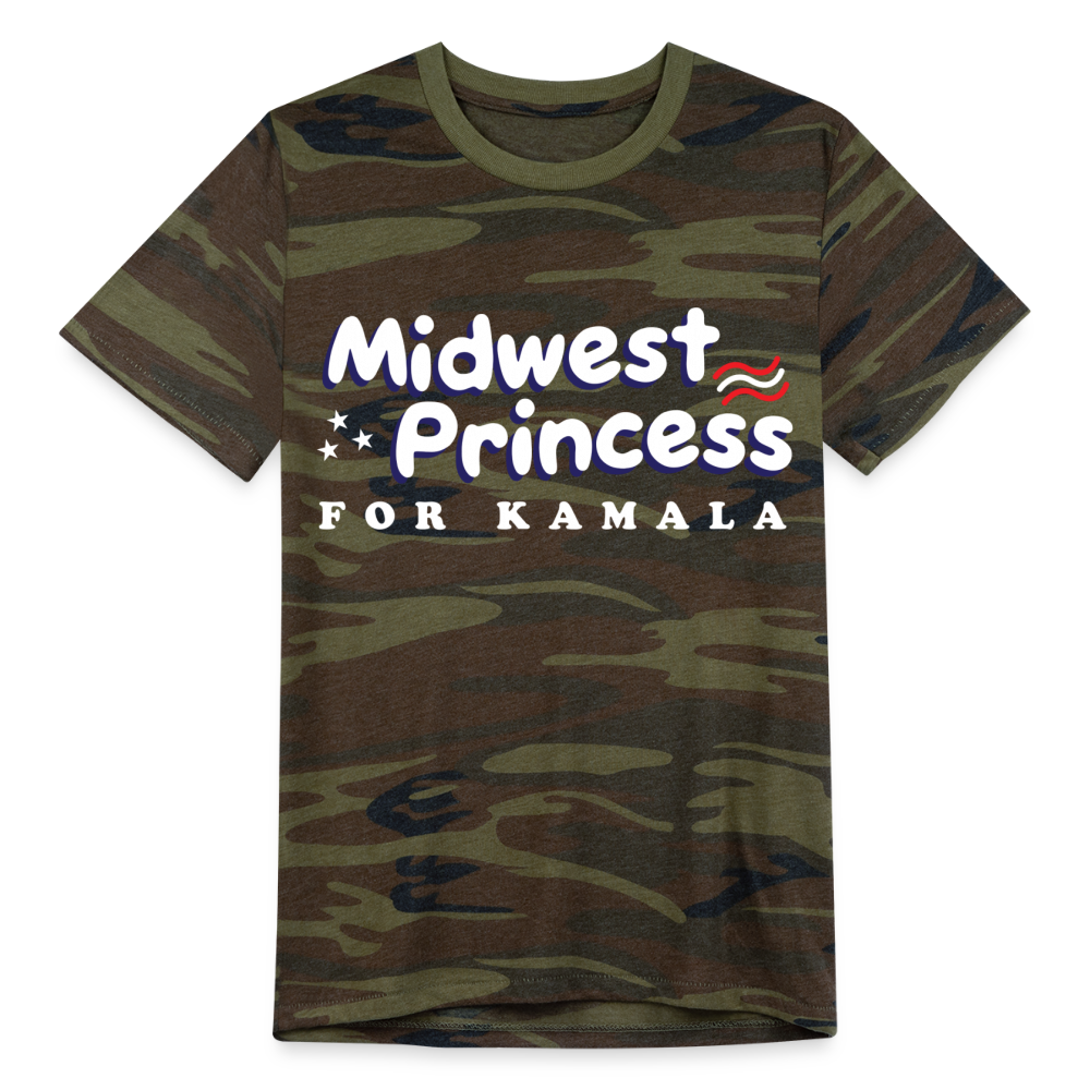 Comic Sans Midwest Princess for Kamala Camo Tee - green camo