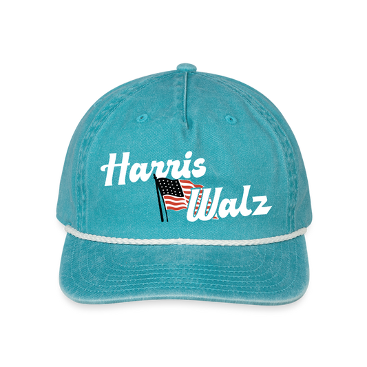 Harris Walz Vintage Washed Rope Hat - faded turquoise