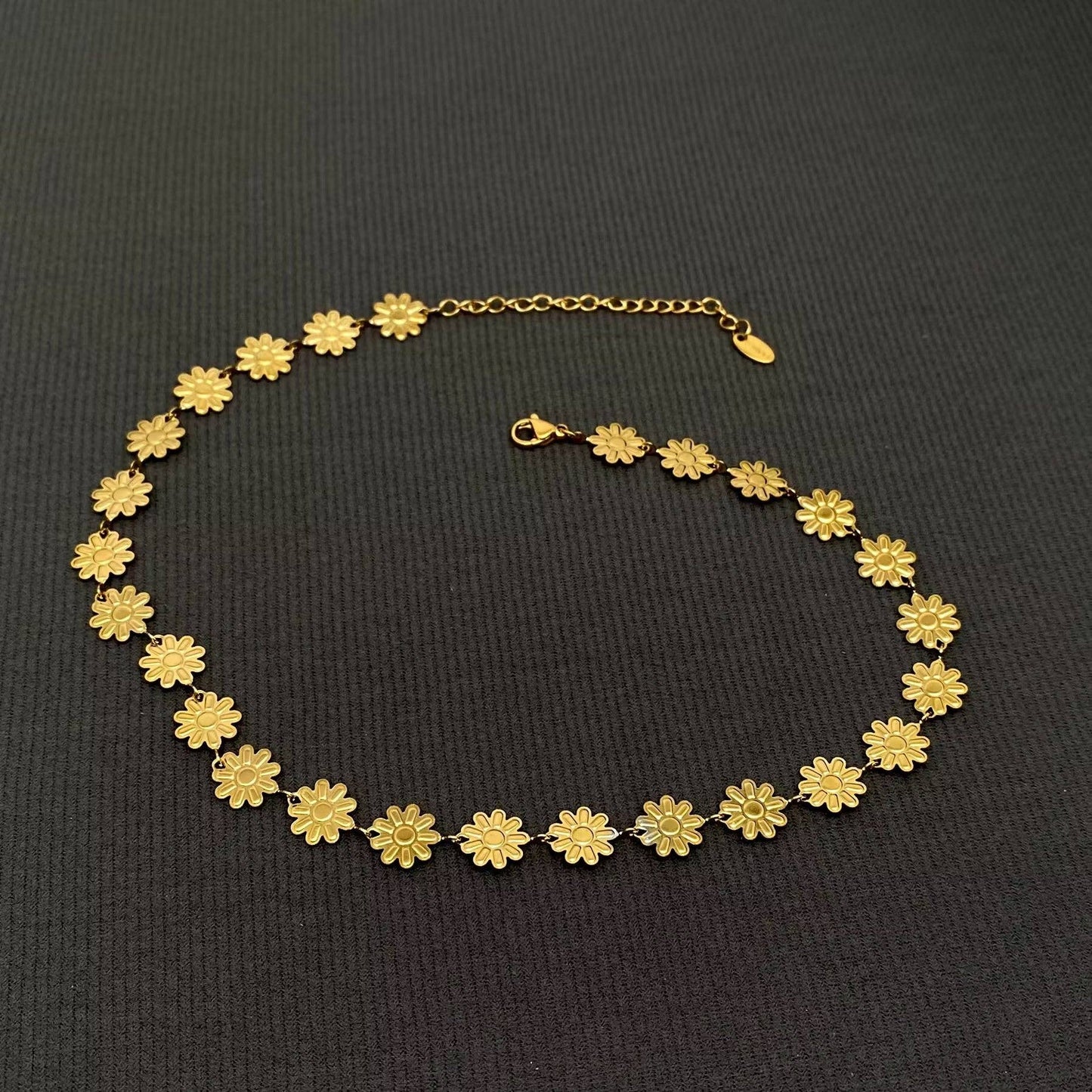 18K Gold-Plated Enamel Daisy Chain Choker