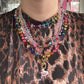 Neon Rainbow Crystal Quartz Beaded Necklace
