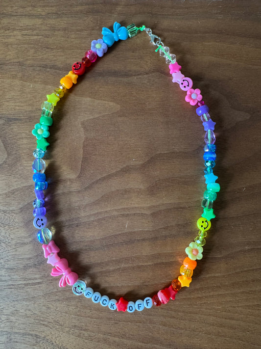 Rainbow Gradient Beaded Statement Necklace