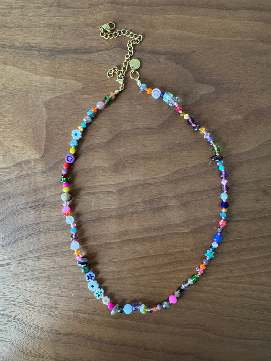 Dainty Colorful Confetti Hand-Knotted Beaded Necklace