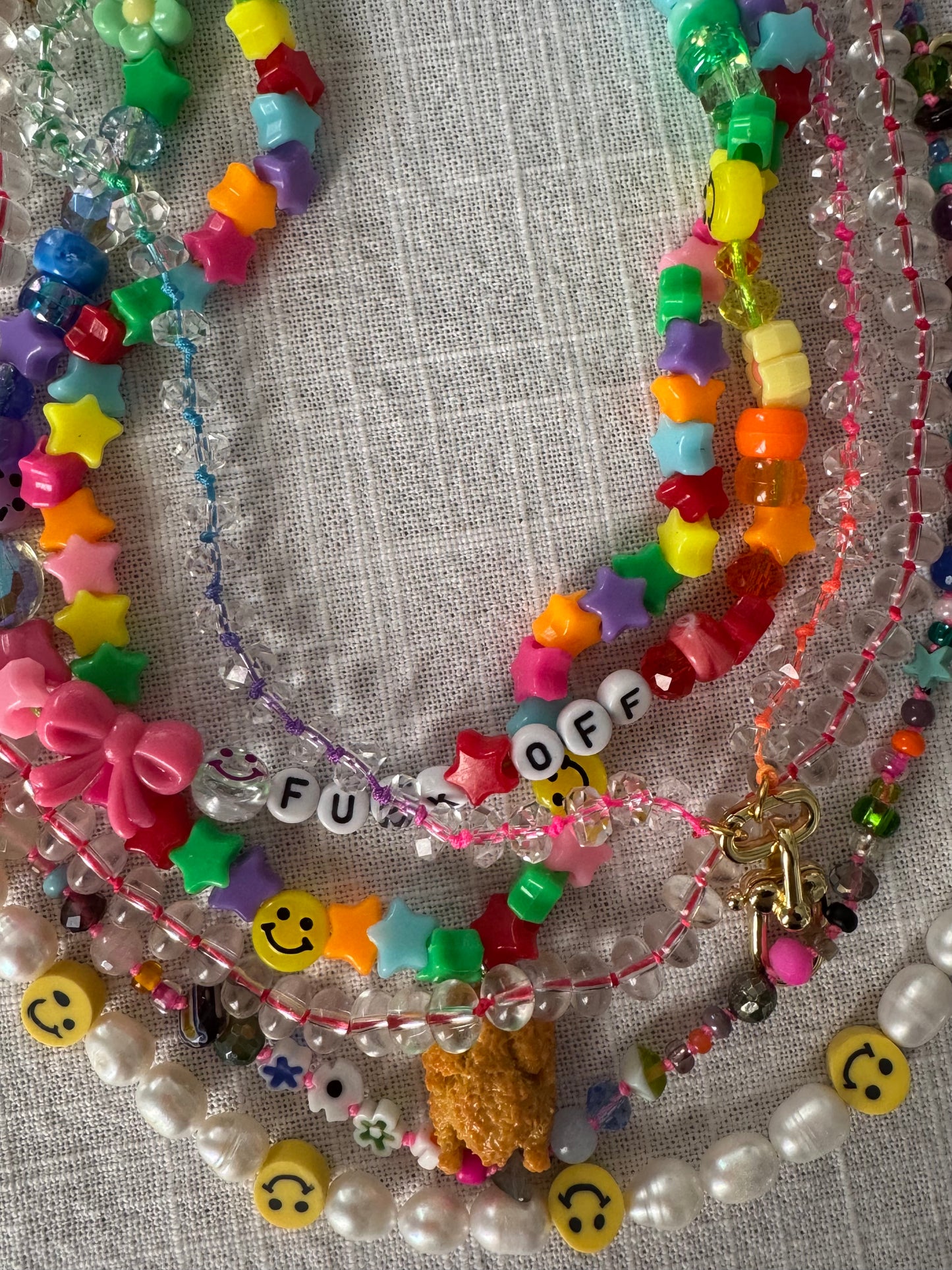 Neon Rainbow Crystal Quartz Beaded Necklace