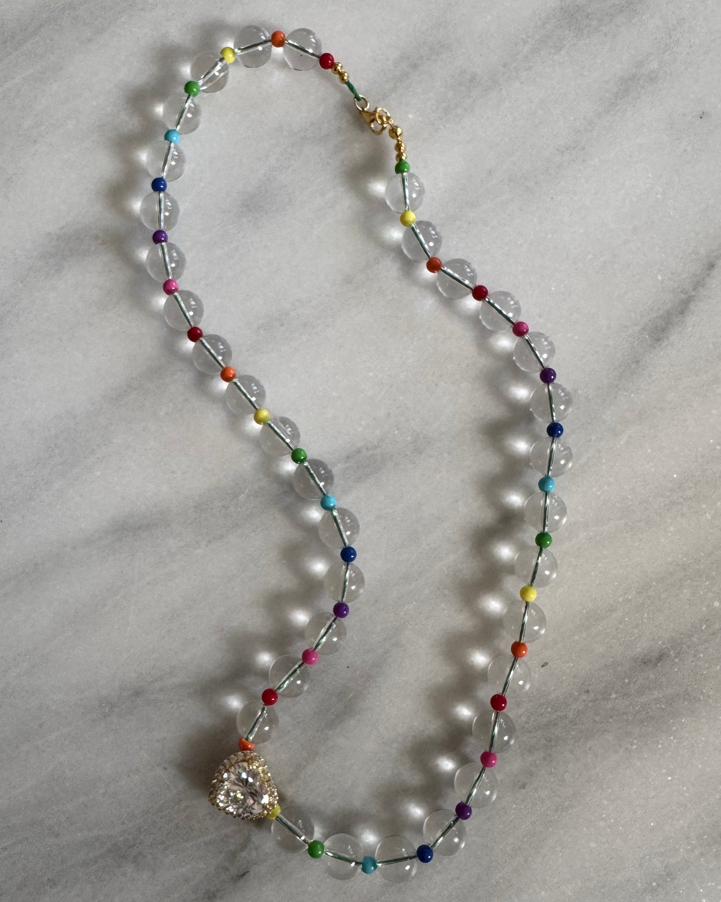 Roy G. Biv's CZ Heart Beaded Necklace