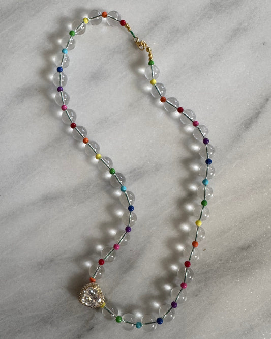 Roy G. Biv's CZ Heart Beaded Necklace