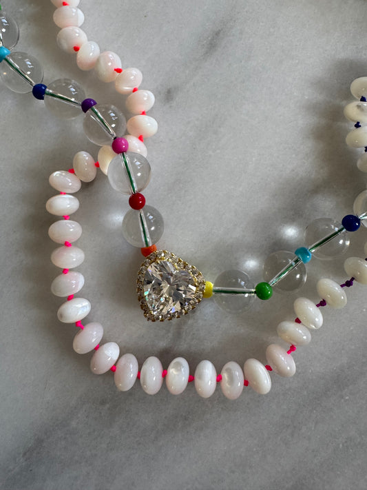 Roy G. Biv's CZ Heart Beaded Necklace