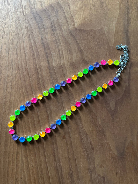 Neon BIG Rainbow Tennis Necklace