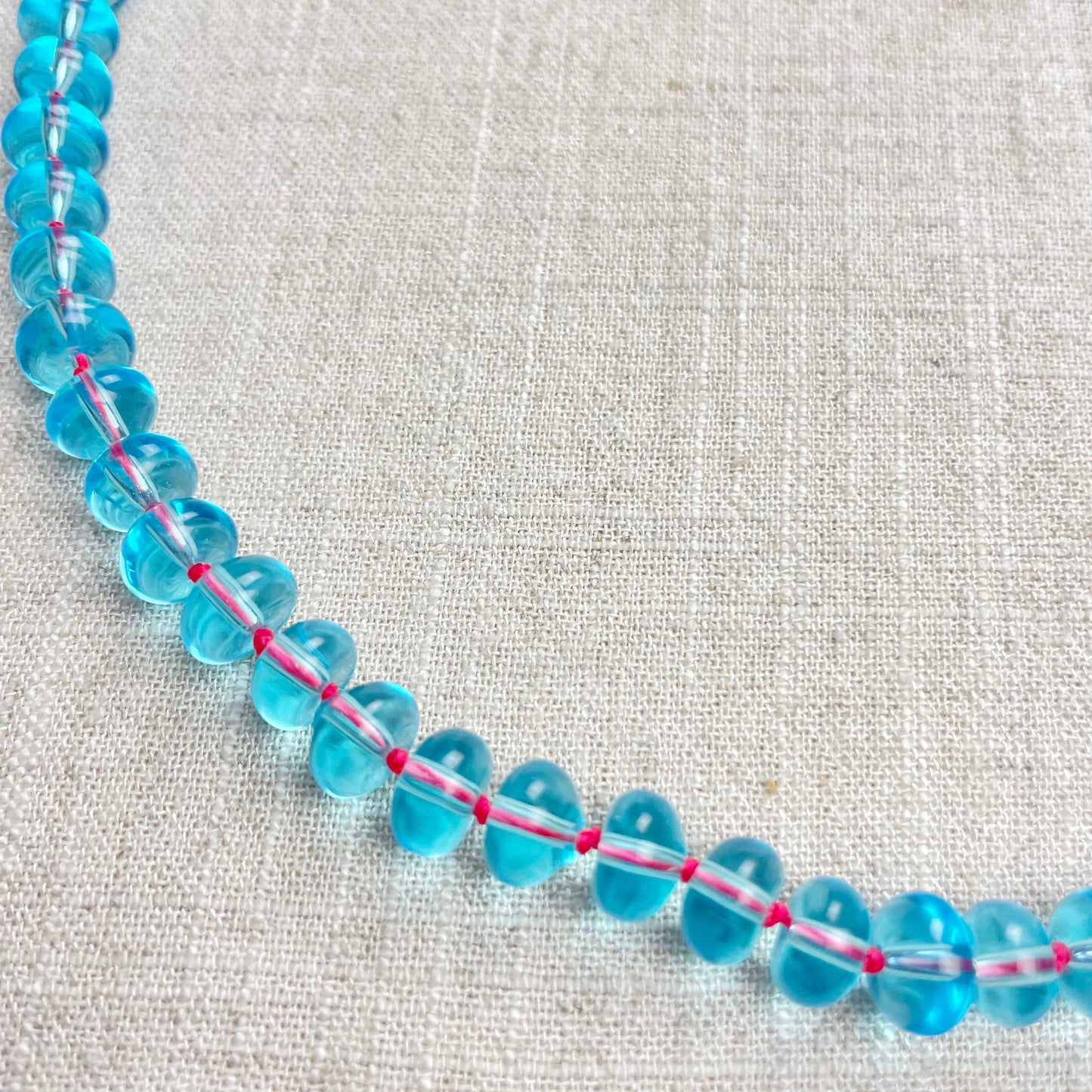 Blue Glass Hand-knotted Beaded Necklace