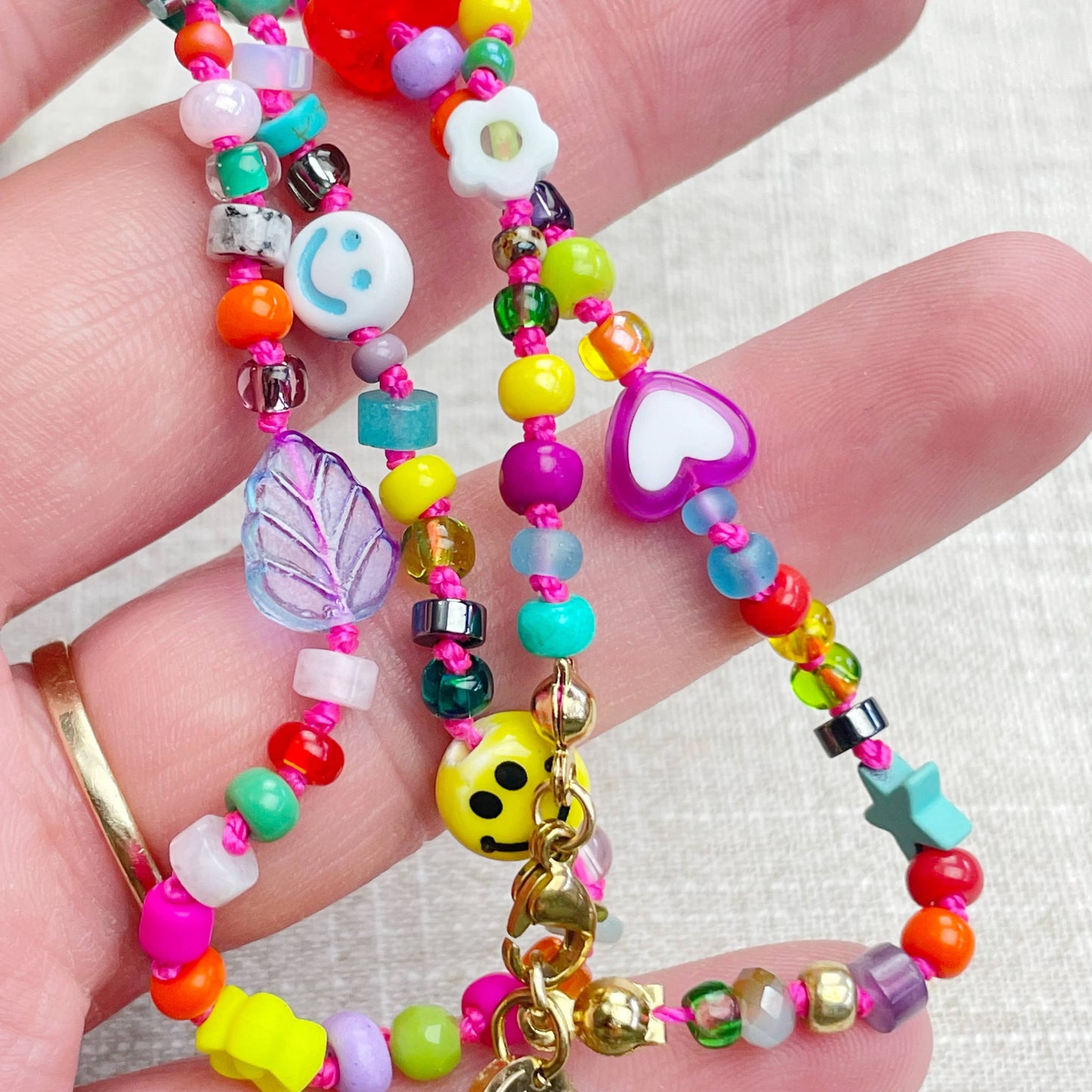 Dainty Colorful Confetti Hand-Knotted Beaded Necklace