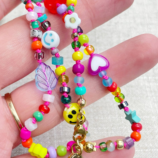 Dainty Colorful Confetti Hand-Knotted Beaded Necklace