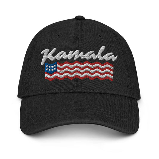 Kamala US Flag Embroidered Denim Hat