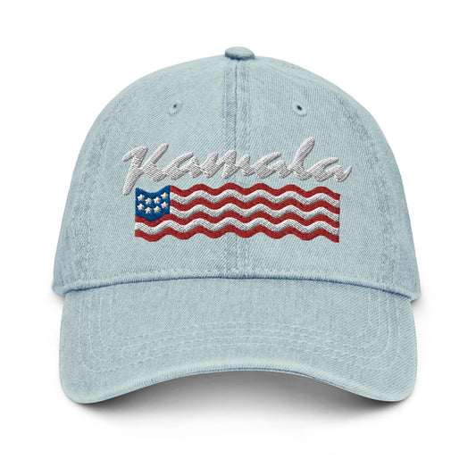 Kamala US Flag Embroidered Denim Hat