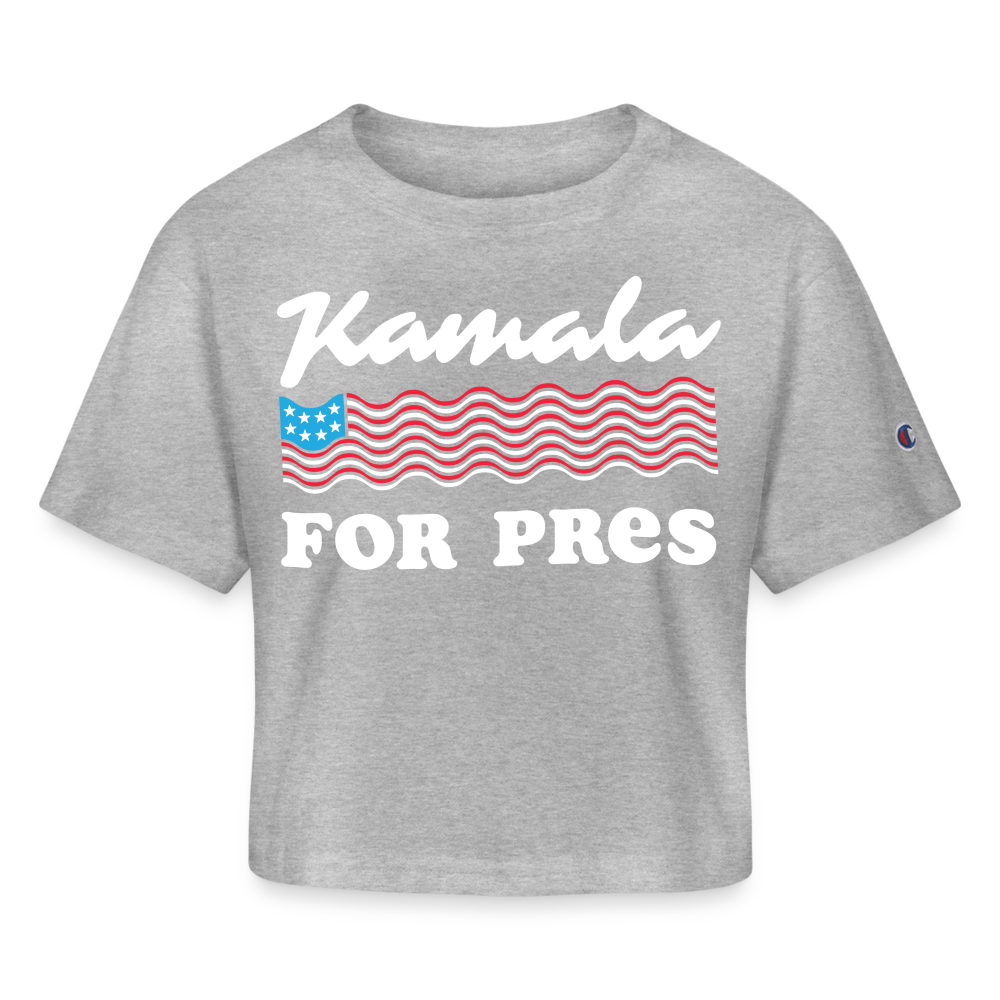 Kamala For Pres Champion Crop Tee - heather gray