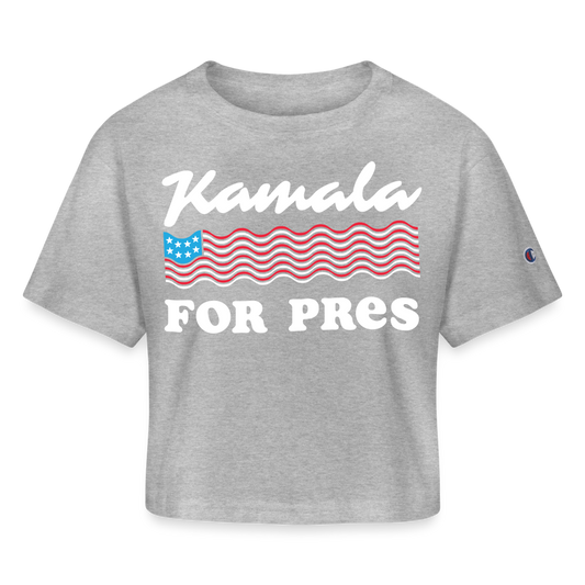 Kamala For Pres Champion Crop Tee - heather gray