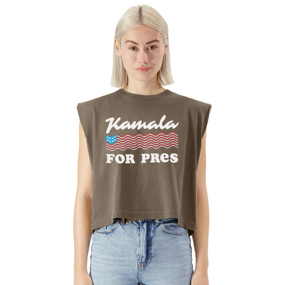 Kamala For Pres Garment-Dyed Muscle Tank - faded brown