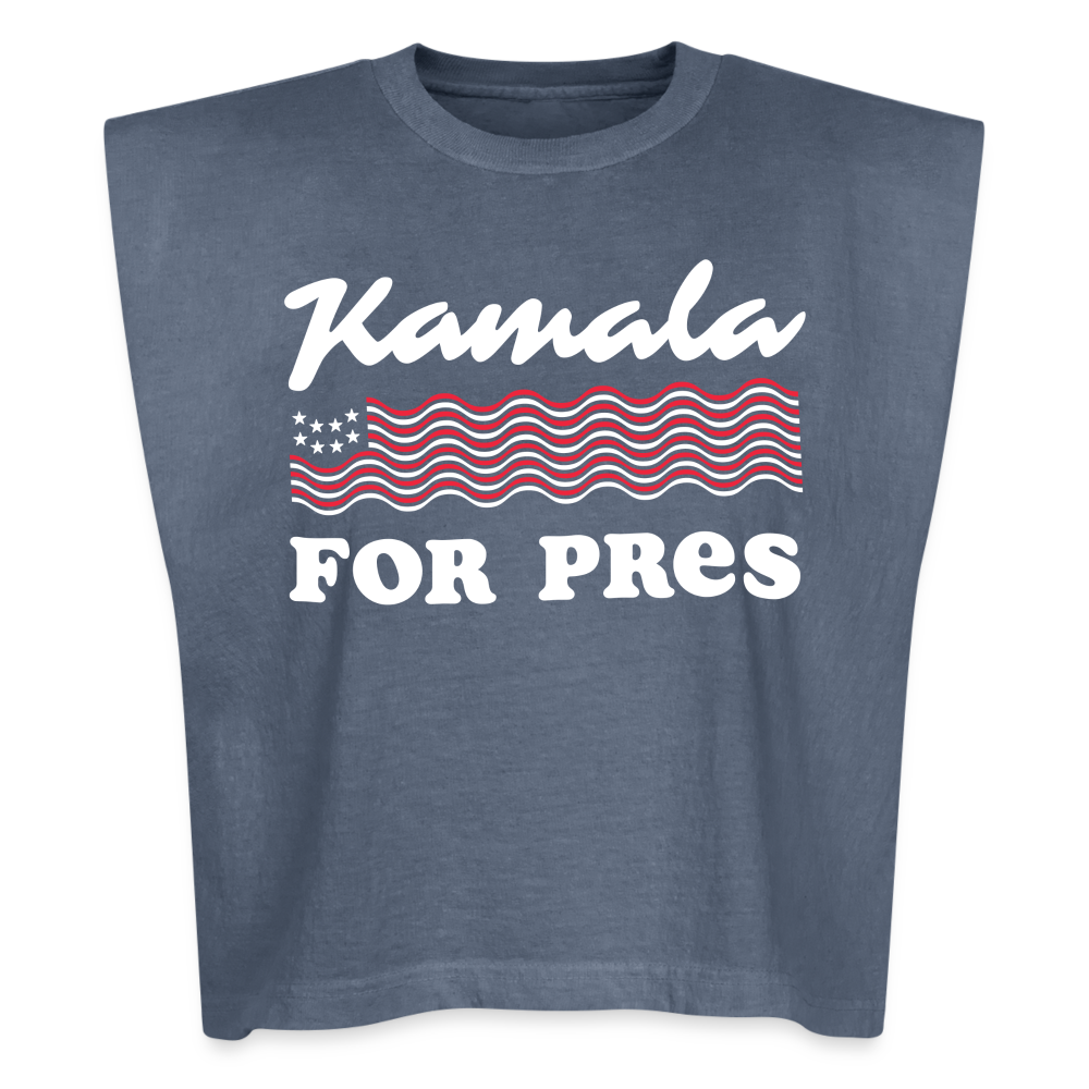 Kamala for Pres Navy Garment Dye Muscle Tank - faded navy