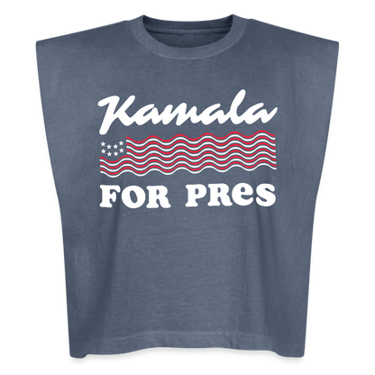 Kamala for Pres Navy Garment Dye Muscle Tank - faded navy