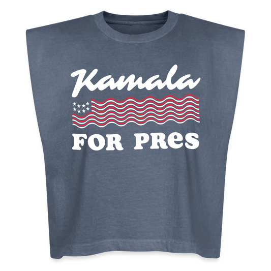 Kamala for Pres Navy Garment Dye Muscle Tank - faded navy