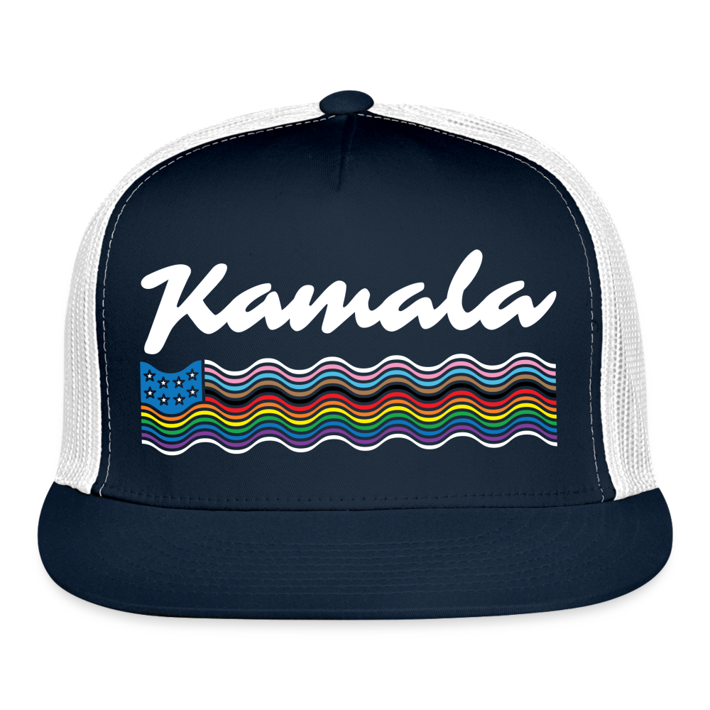 Kamala Pride Trucker Hat (Printed) - navy/white