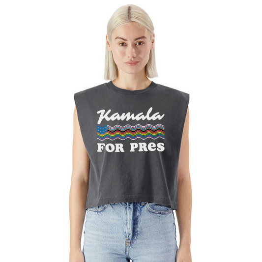 Kamala for Pres Pride Garment Dye Muscle Tank - faded black