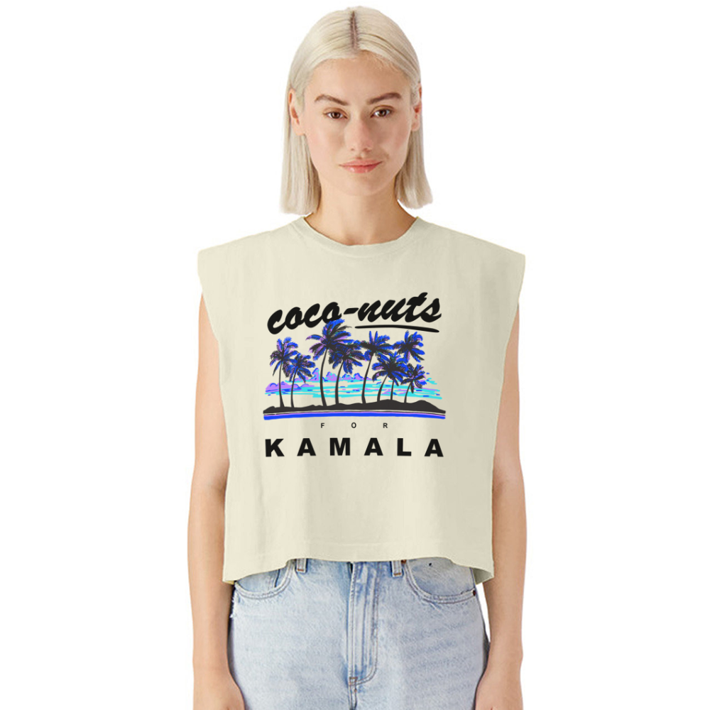 Coco-NUTS for Kamala Beach Scene Garment-Dyed Muscle Tank - faded cream