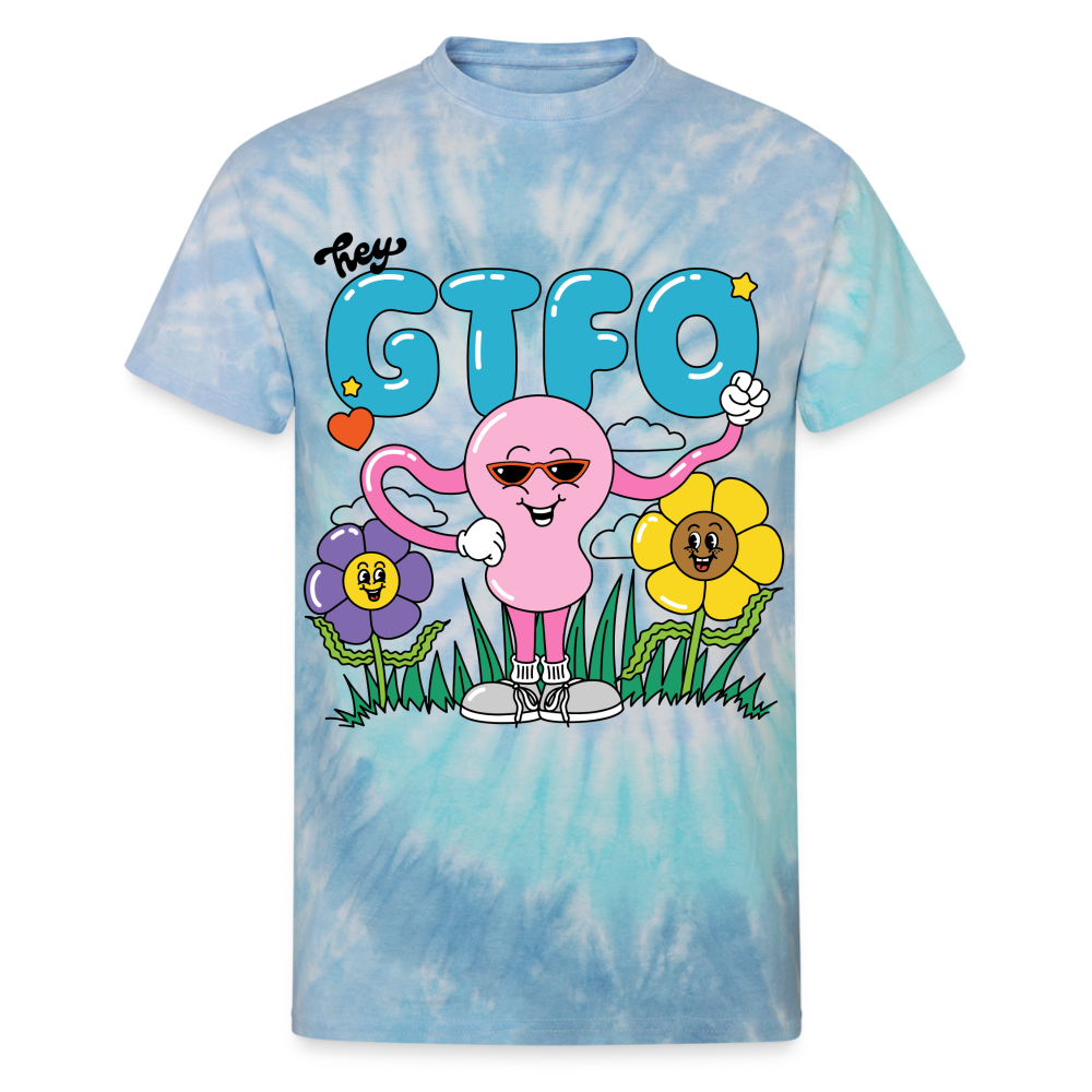 Repro Rights GTFO Tie Dye Tee - blue lagoon