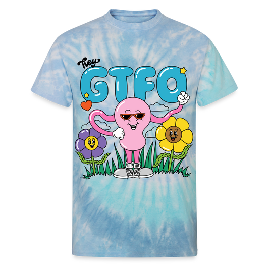 Repro Rights GTFO Tie Dye Tee - blue lagoon