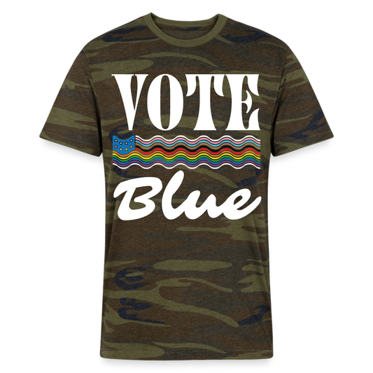 Vote Blue US Pride Flag Camo Tee - green camo