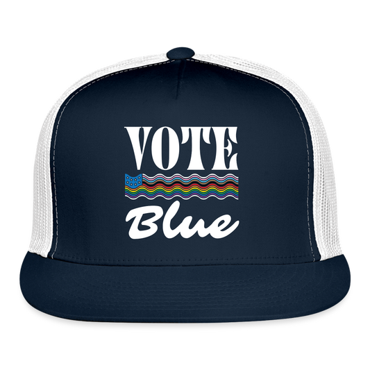 Vote Blue Trucker Hat (Printed - navy/white