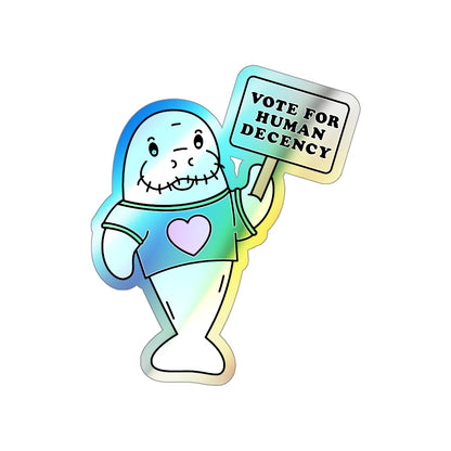 Holographic Humanitee Manatee Die-cut Sticker