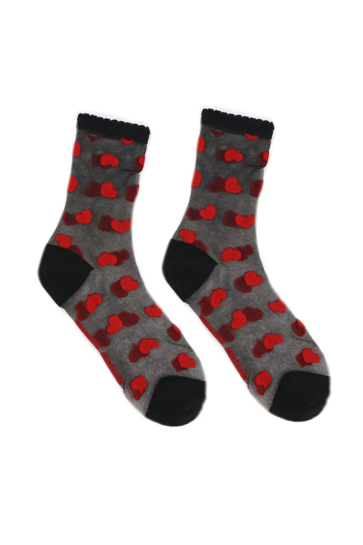 Léopoldine Chateau Black Socks with Red Hearts