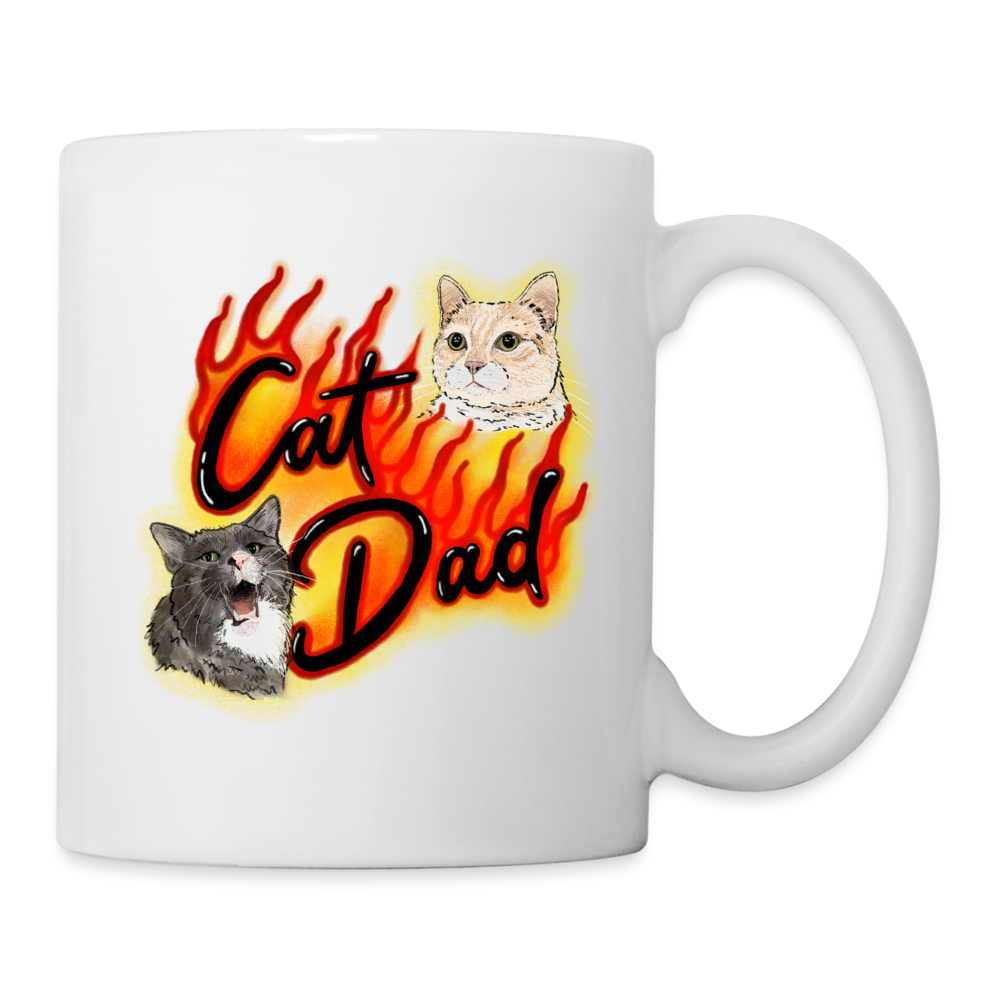 Cat Dad Fire Mug - white